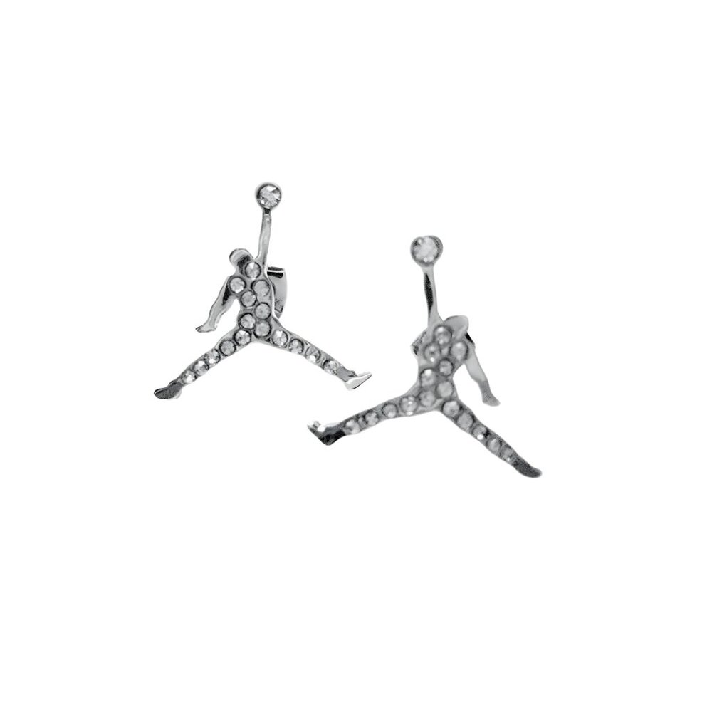NEW Michael Jordan Jumpman 23 Silver Necklace & Silver Crystal Stud Earrings Set - Picture 5 of 8